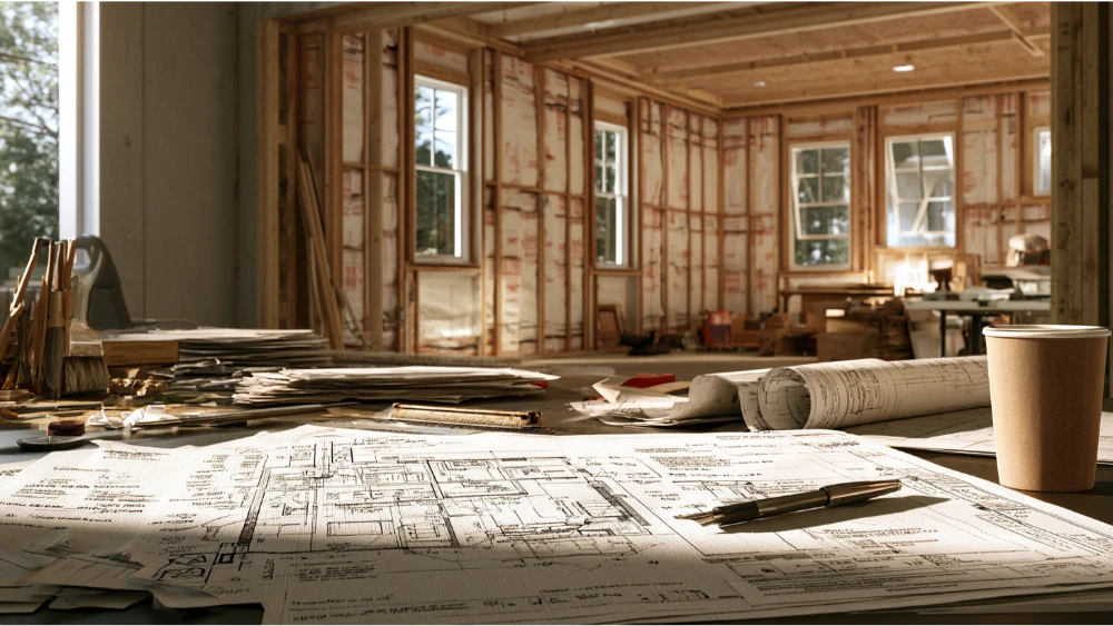 Permit-ready garage conversion plans showing code compliance details for a residential living space