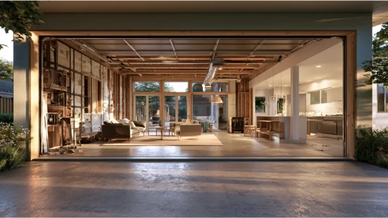 Garage conversion project transforming an existing garage into approved living space