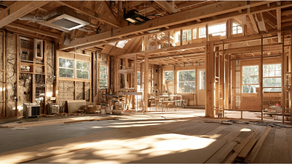 Garage conversion showing different construction and utility upgrades that affect project cost