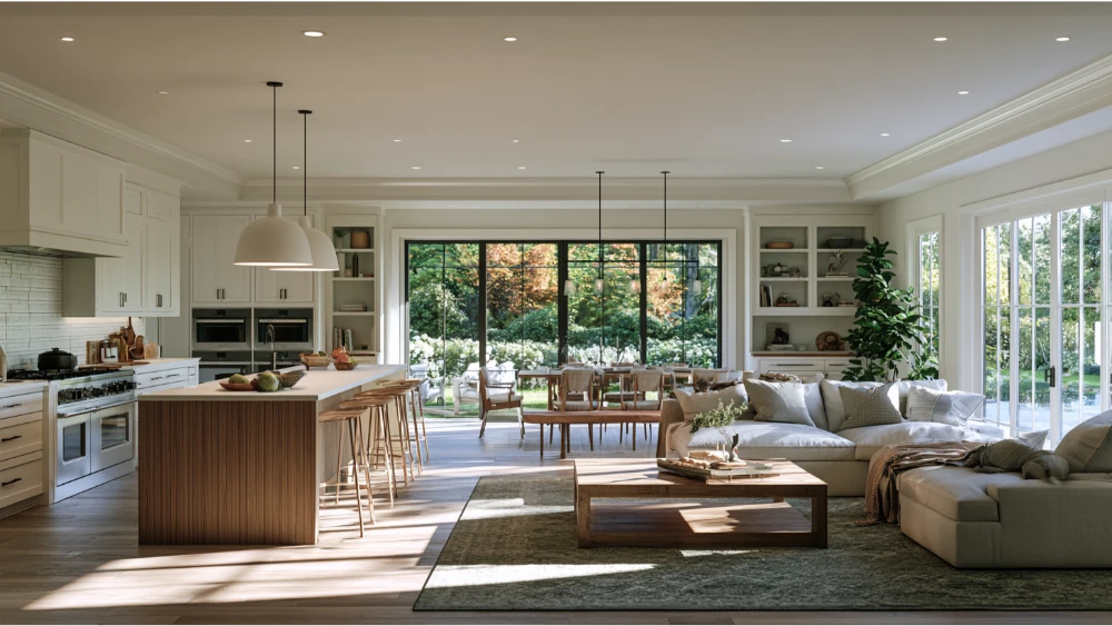 Spacious kitchen and family room home addition