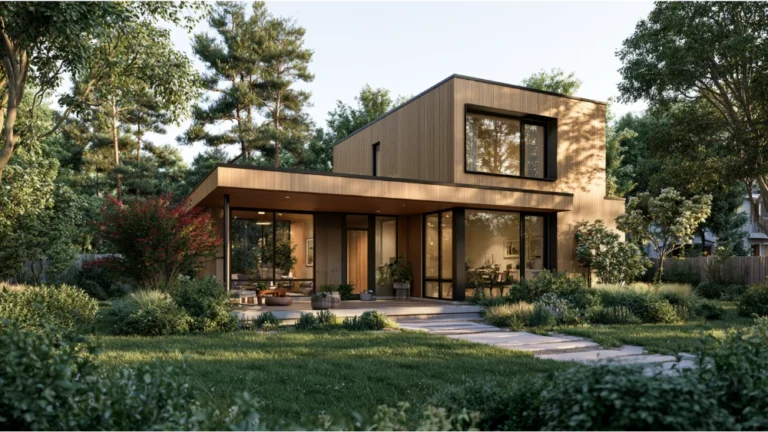 Modern compact small house with efficient floor plan and welcoming exterior